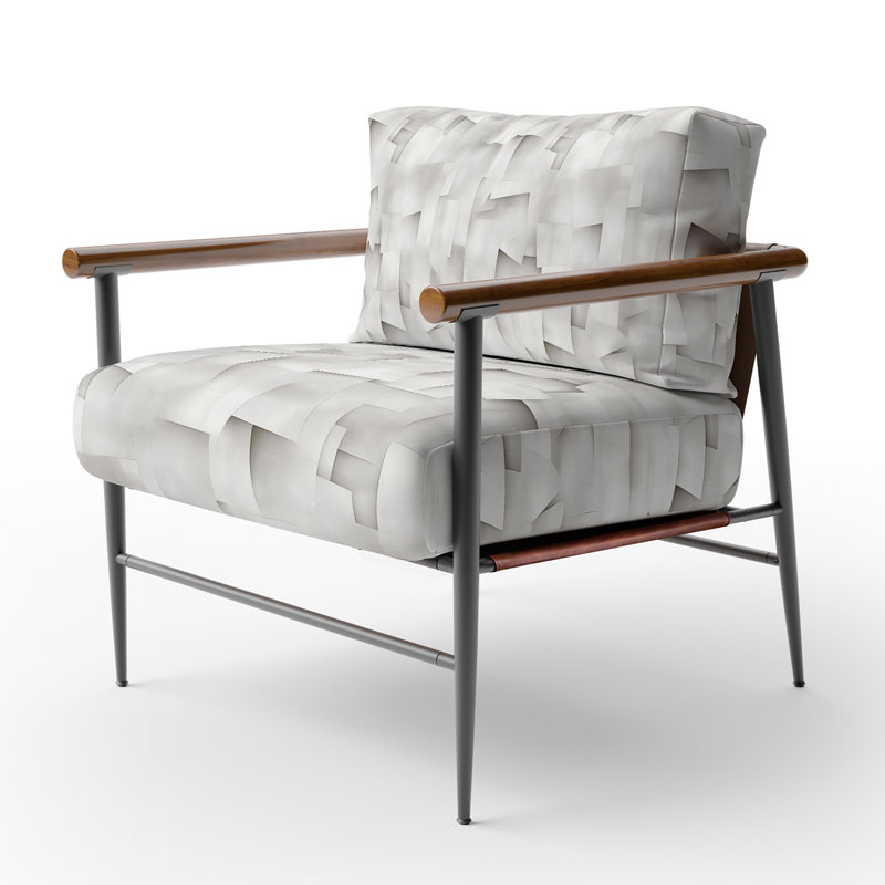 Chaise rembourrée Modern, Bras ronds bruns