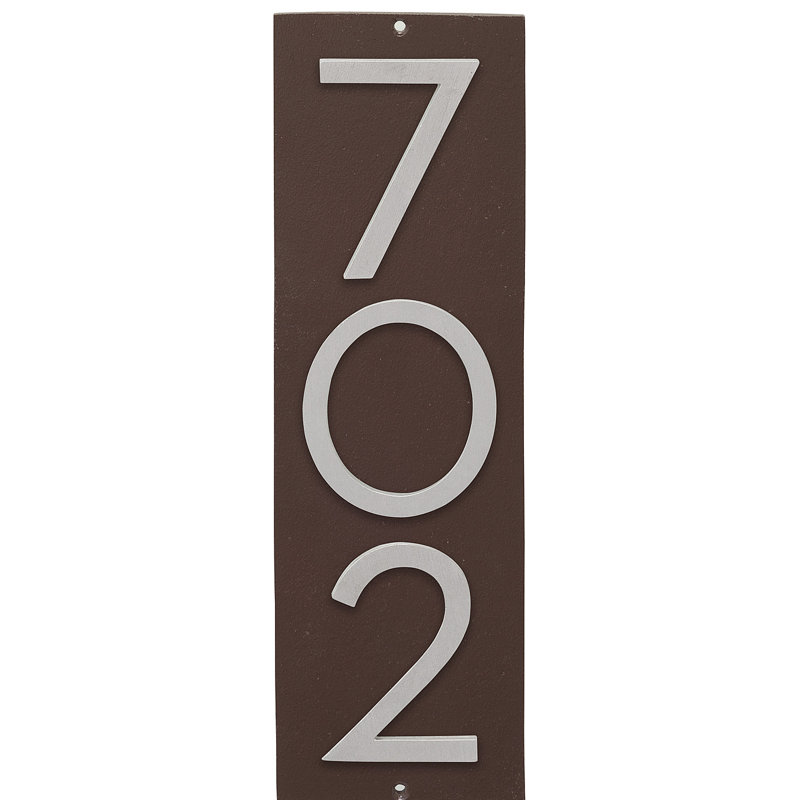 Floating 1-Line Wall Address Plaque, Hunter Green, Brushed Aluminum