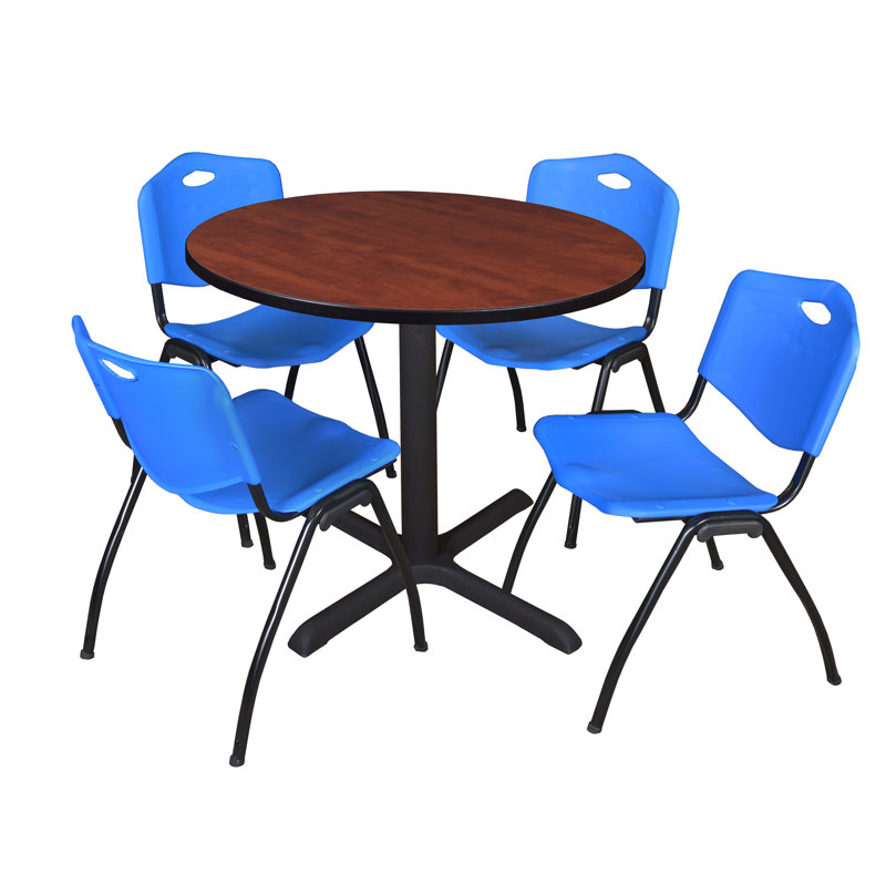 Table de salle à manger Neyland Cain, Bleu, H 29 po x l 36 po x P 36 po, Cerisier