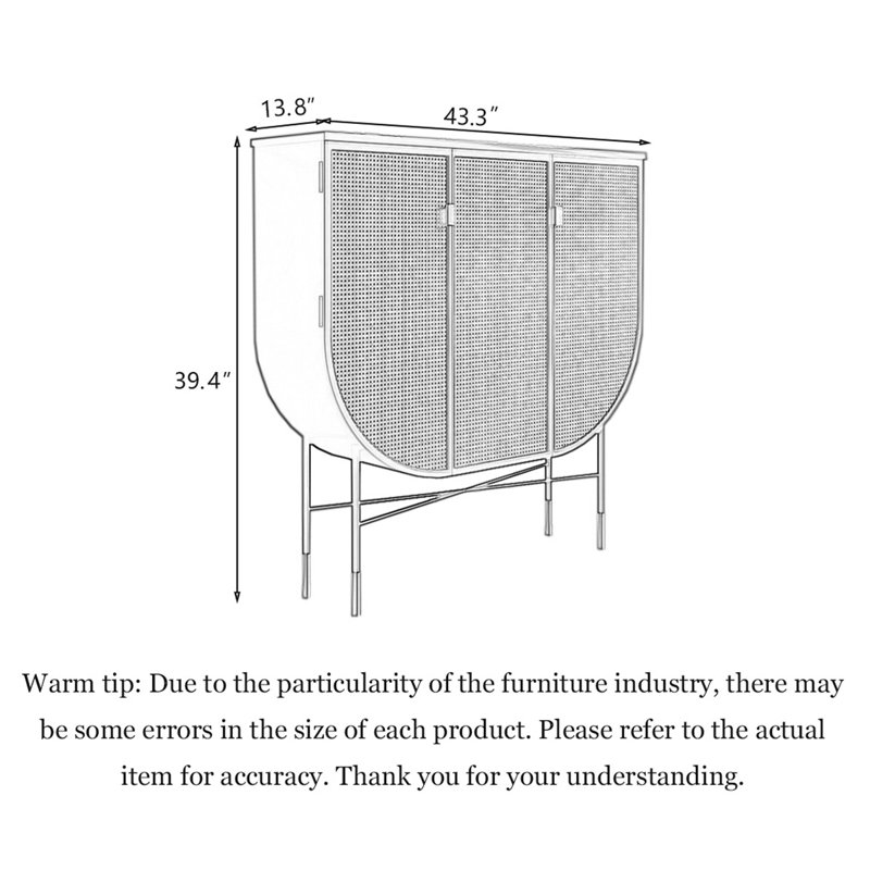 Armoire d'appoint Circle, 39.37" H x 43.31" W x 13.78" D, Brun