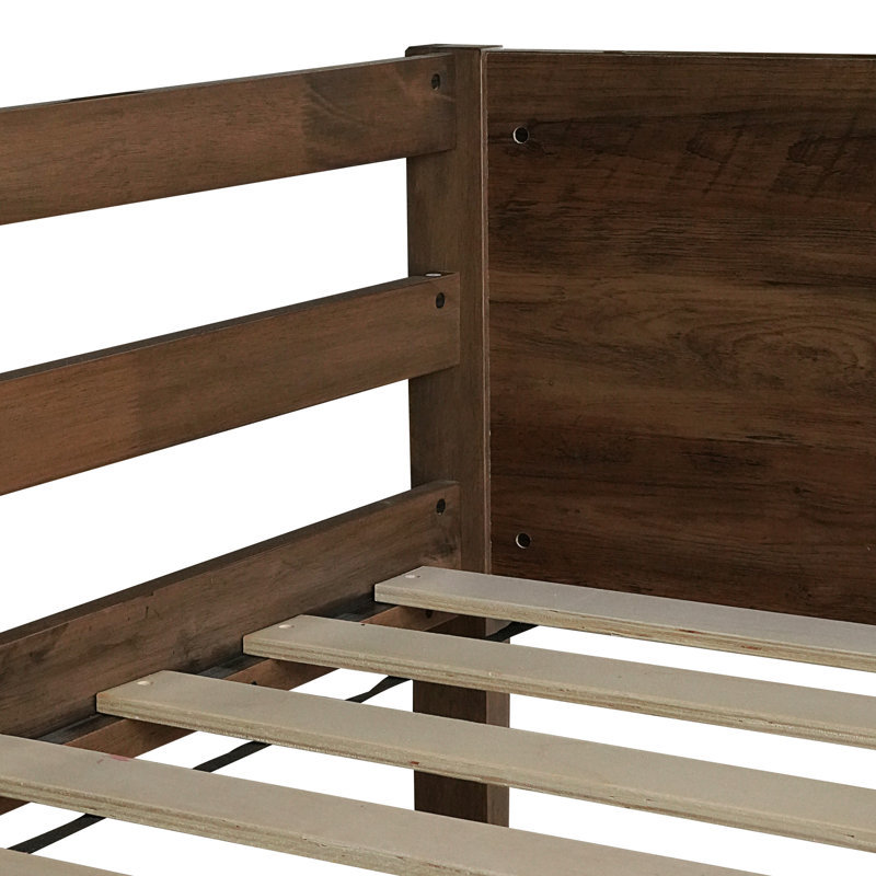 Lit simple au-dessus d'un lit superposé - bois d'hévéa massif chêne antique pour maximiser le charme rustique de la chambre à coucher
