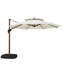 Grand parasol en porte-à-faux rond en bois avec base à roulettes, 132 po, crème-869756076