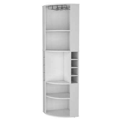 5-Shelf White Living Room Bar Cabinet - Maximizes Space Utilization Efficiently, And Attractive Corner For Home Optimizes Storage, Fashionable