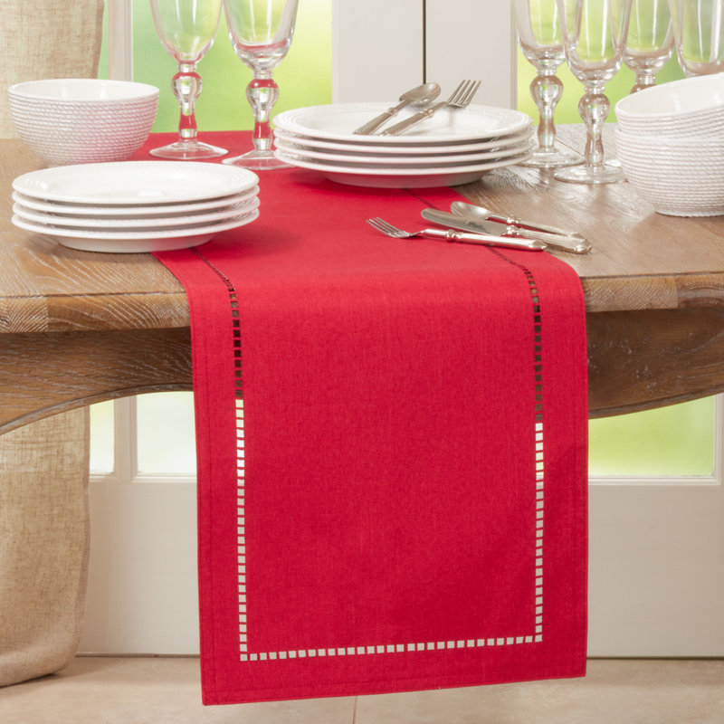 Neith Polyester Rectangle Table Runner, 54" x 14", Red