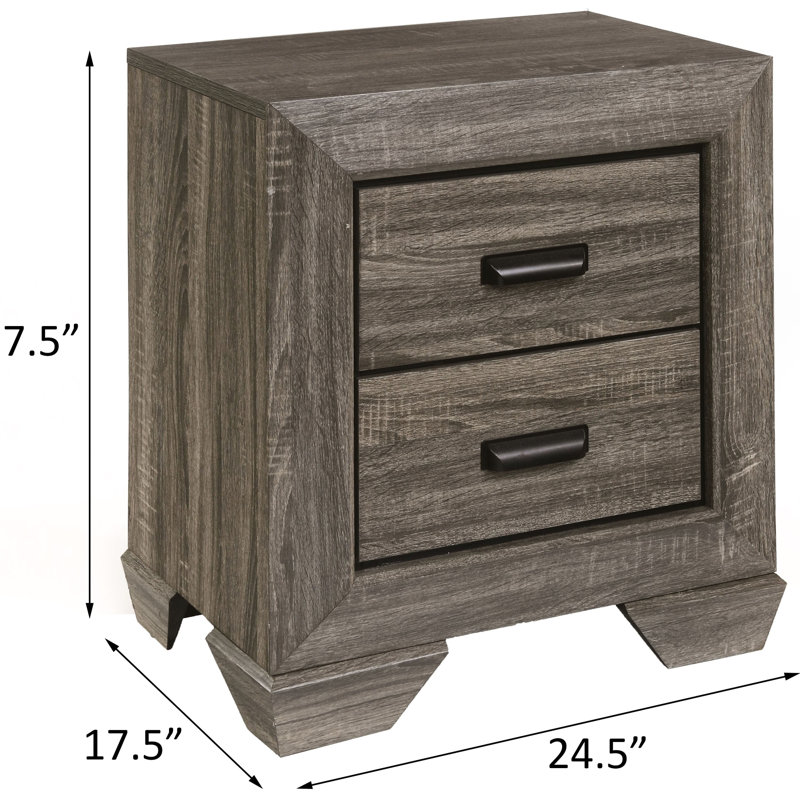 Table de chevet 2 chambres rustique - fini gris vieilli