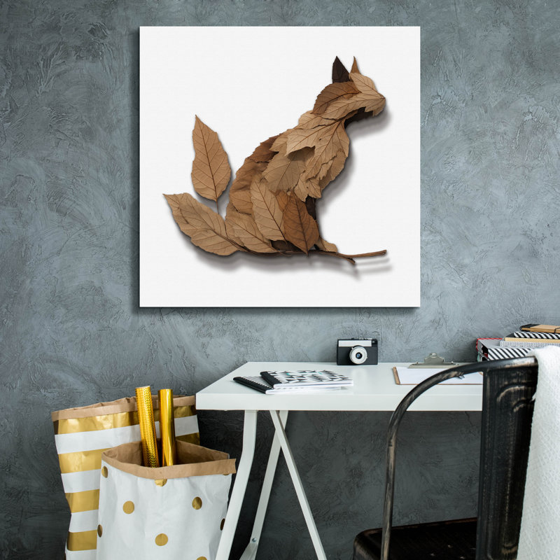 Toile épique Graffiti «Falling Leaves Cat» par Ann Klee, 26 po x 26 po, H 26 po x l 26 po