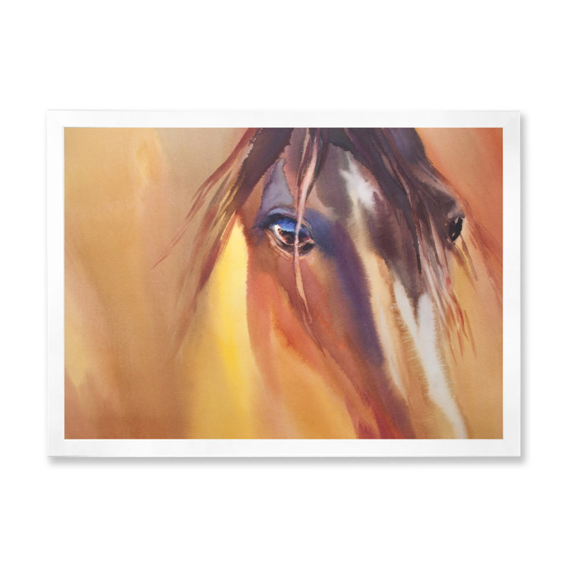 «Foal Horse In The Meadow», peinture sur toile, H 34 po x l 44 po, Toile blanche avec cadre d'angle fermé