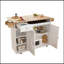 Chariot pour îlot de cuisine de 44 po avec plateau en bois massif, rangement pour le vin, porte-épices, porte-serviettes, porte-verres à vin, table à roulettes pour îlot de cuisine sur roulettes, installation sans outil, blanc et chêne