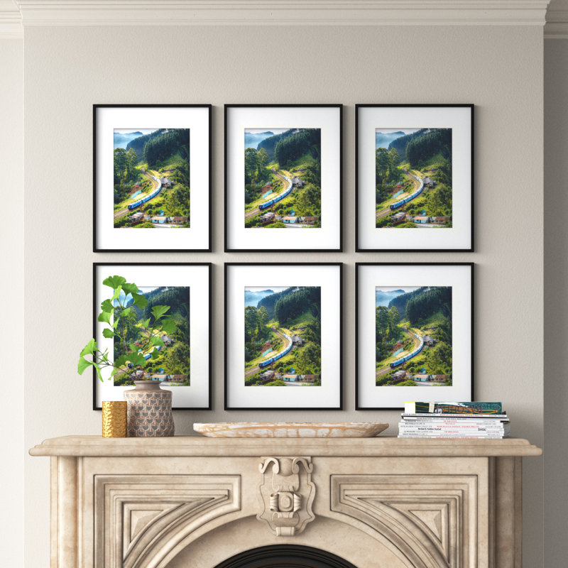 Roesch Metal Picture Frame - Set of 6 with Mat, Gold, 11"W x 14"H