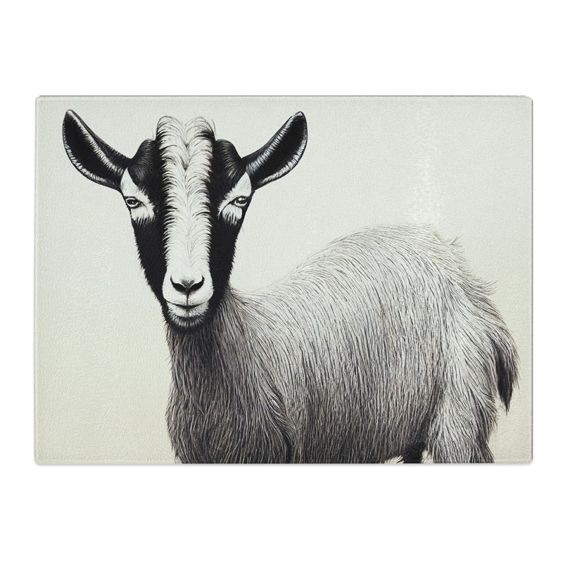 Portrait Of A Goat  Glass Chopping Board