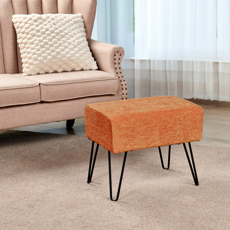 Shipham Upholstered Ottoman, Burnt Orange