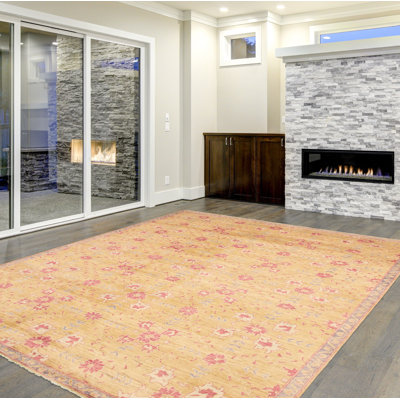 One-of-a-Kind Rectangle 9'11" X 13'8" New Age Wool Area Rug in Light Brown/Olive/Dark Pink