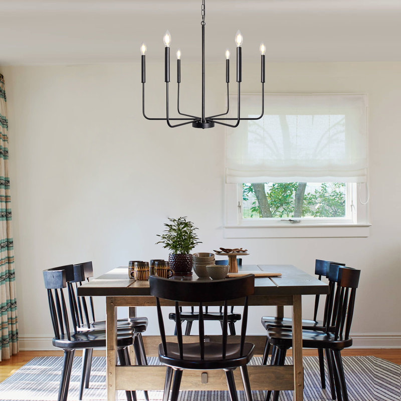 Lily-Louise 6- Light Classic / Traditional Farmhouse Rustic Iron Candle Chandelier for Bedroom,Living Room,Foyer,Entryway,Hallway,Kitchen Island Lighting Fixture