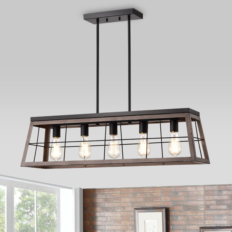 Harlyn 5 - Light Ancient Wood Kitchen Island Pendant