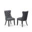 Ensemble de salle à manger 5 pièces en similicuir 4 chaises de cuisine gris platine, des dossiers capitonnés et une table ronde de 48 po au fini noir sablé.-2126418879-2126418872