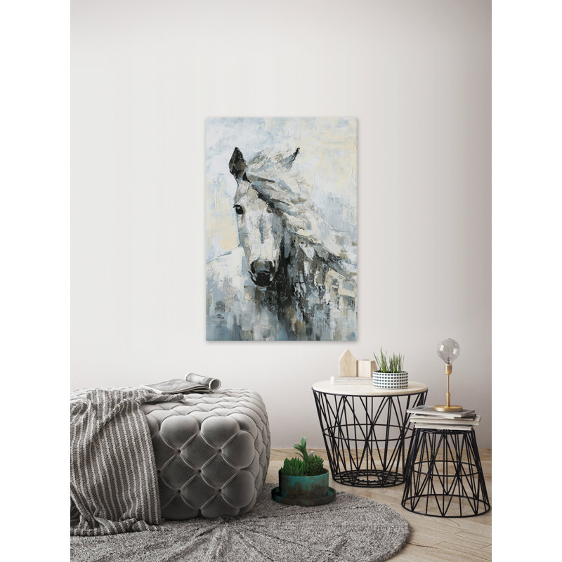 « great white cheval », reproduction sur toile tendue, H 12 po x l 8 po x P 1,5 po