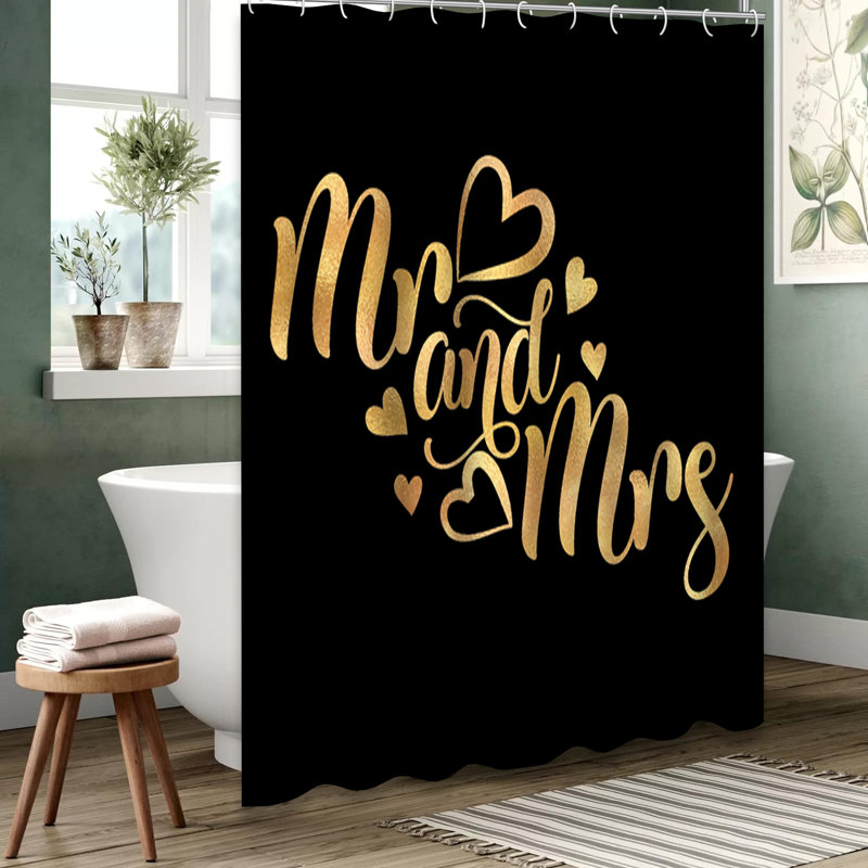 Rideau de douche romantique Mr Mr avec 12 crochets, L 72 po x l 78 po
