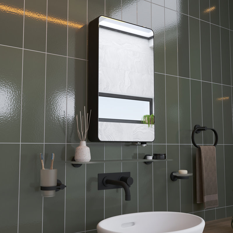 1149.86mm W 24.88mm H Surface Framed Medicine Cabinet Mirror 2