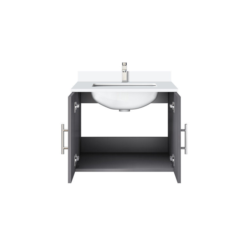 Dark Grey Vanity For Bath 24 In. W X 22 D, White Quartz Top & Faucet - Scratchproof Spacious Storage Shelf Soft Close D With And Surface Ample Cabinet