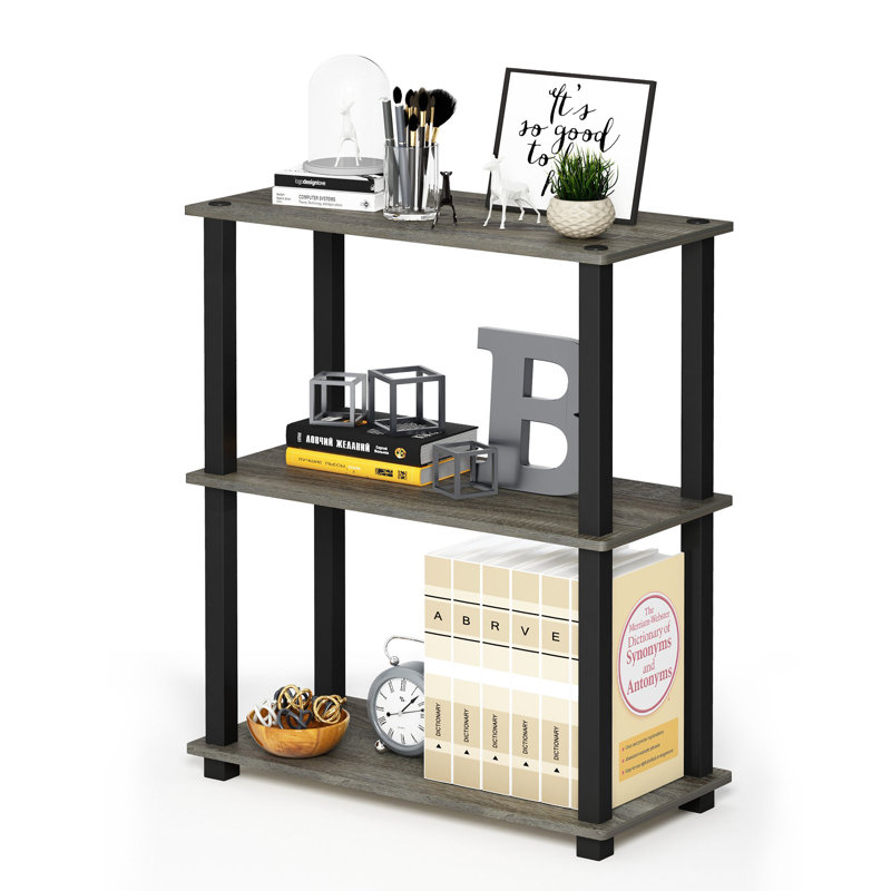 Étagère compacte à 3 niveaux avec support carré, H 29,6 po x l 23,6 po x P 11,4 po, Gris / Noir