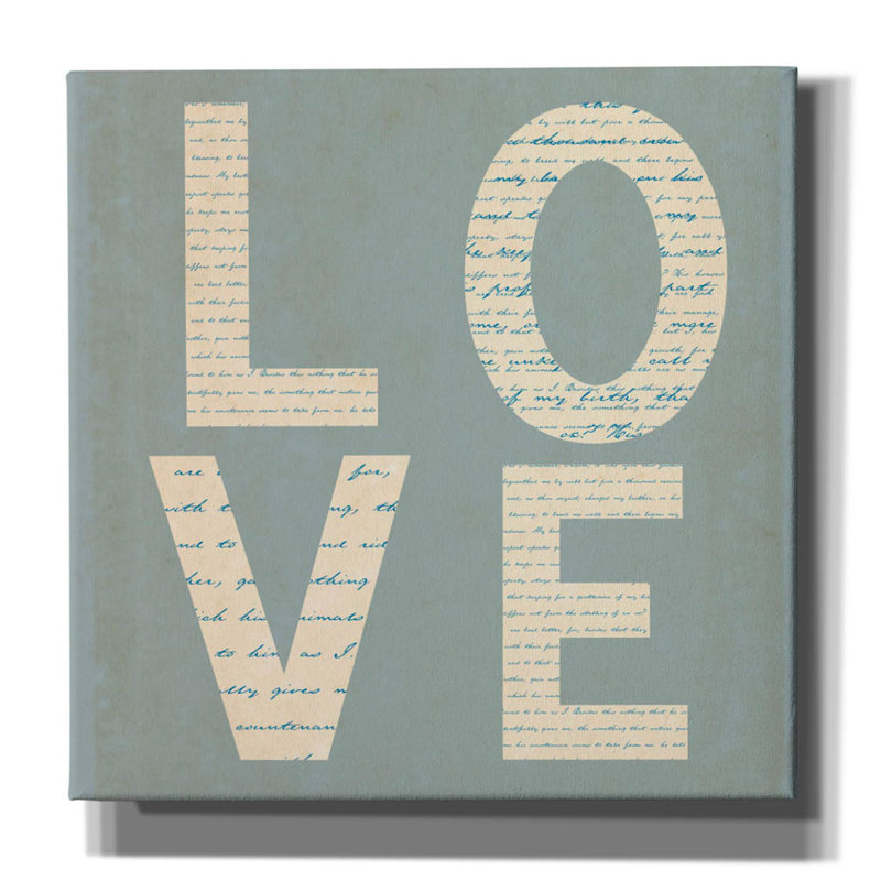 «Love Script On Blue» par Tom Quartermaine, H 12 po x l 12 po x P 0,75 po