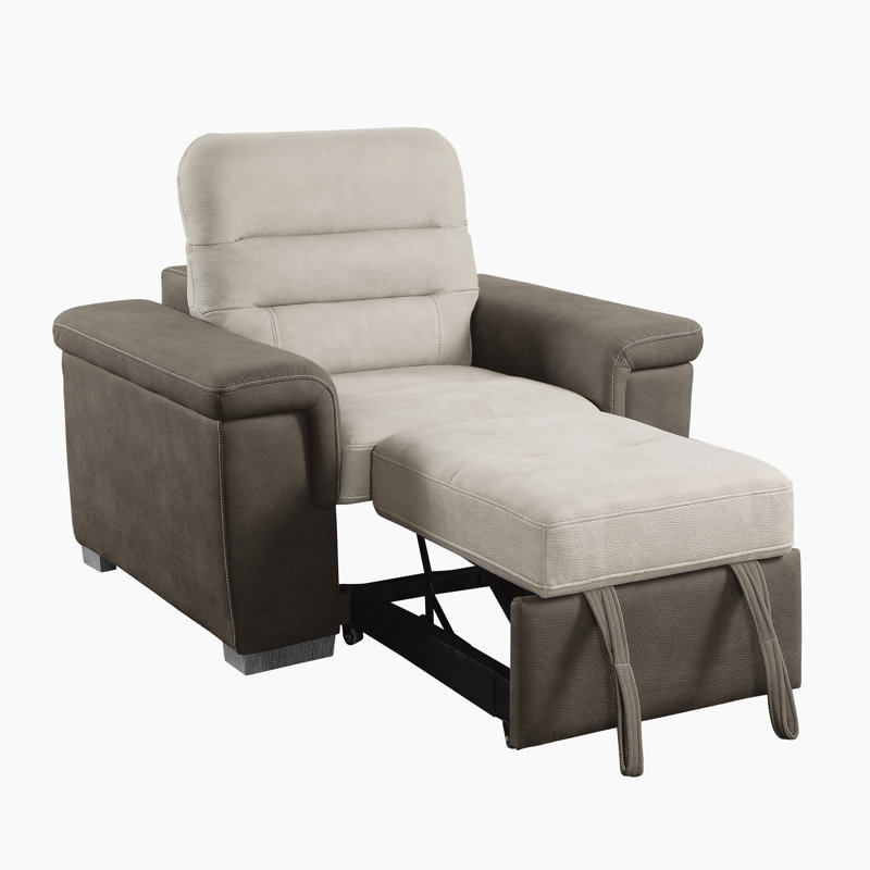 Jezebelle Upholstered Accent Chair with Ottoman, Beige/Taupe Microfiber/Microsuede