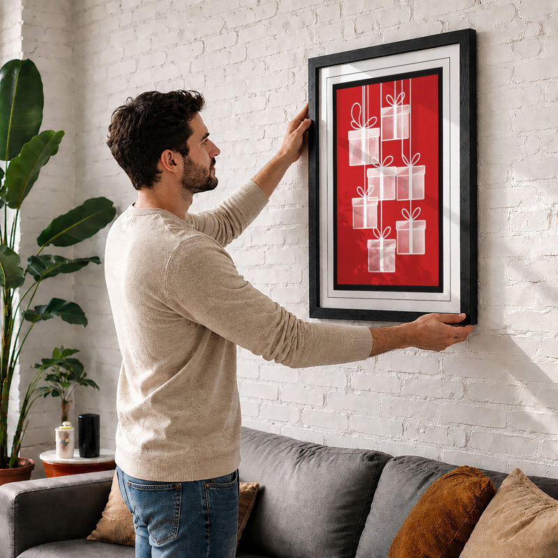 Festive Gift Arrangement Modern - Framed Print, A1 - 84.1 x 59.4 cm, Oak