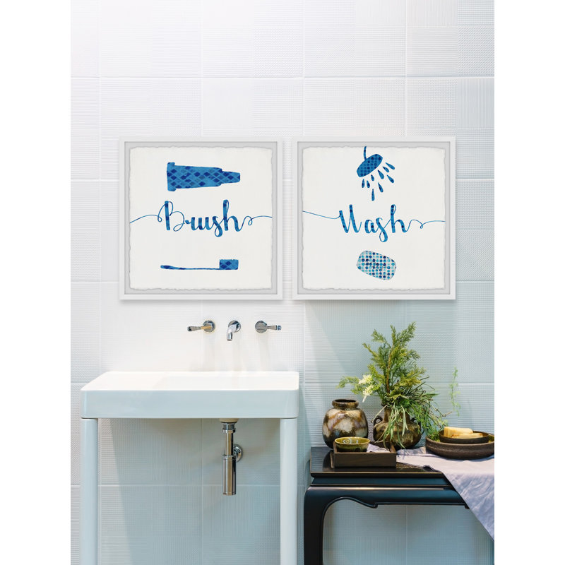 Bath Blues - ensemble de 2 reproductions de cadres photo simples, H 24 po x l 24 po x P 1,5 po