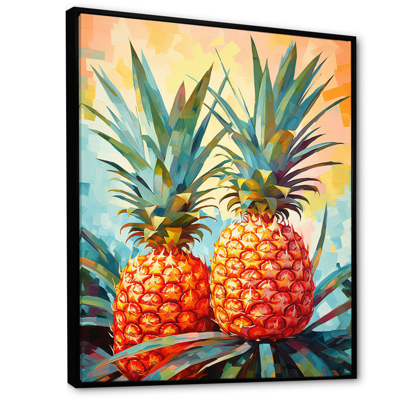 Sérénade ensoleillée à l'ananas, H 32 po x l 16 po x P 1 po, Cadre flottant noir