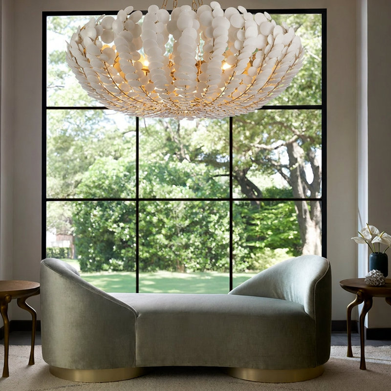 Bilal Round Chandelier, Ivory
