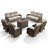 9-Piece Outdoor Wicker Garden Large Family Sofa Conversation Set With Swivel Chairs And Fire Pit Table-536278243