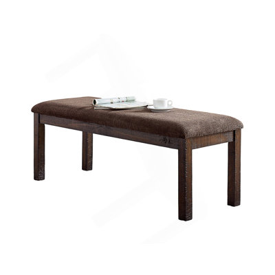 Classic Elegant Design Wooden 1Pc Bench Only Dining Room Upholstered Seat Walnut Finish Bench by Red Barrel Studio