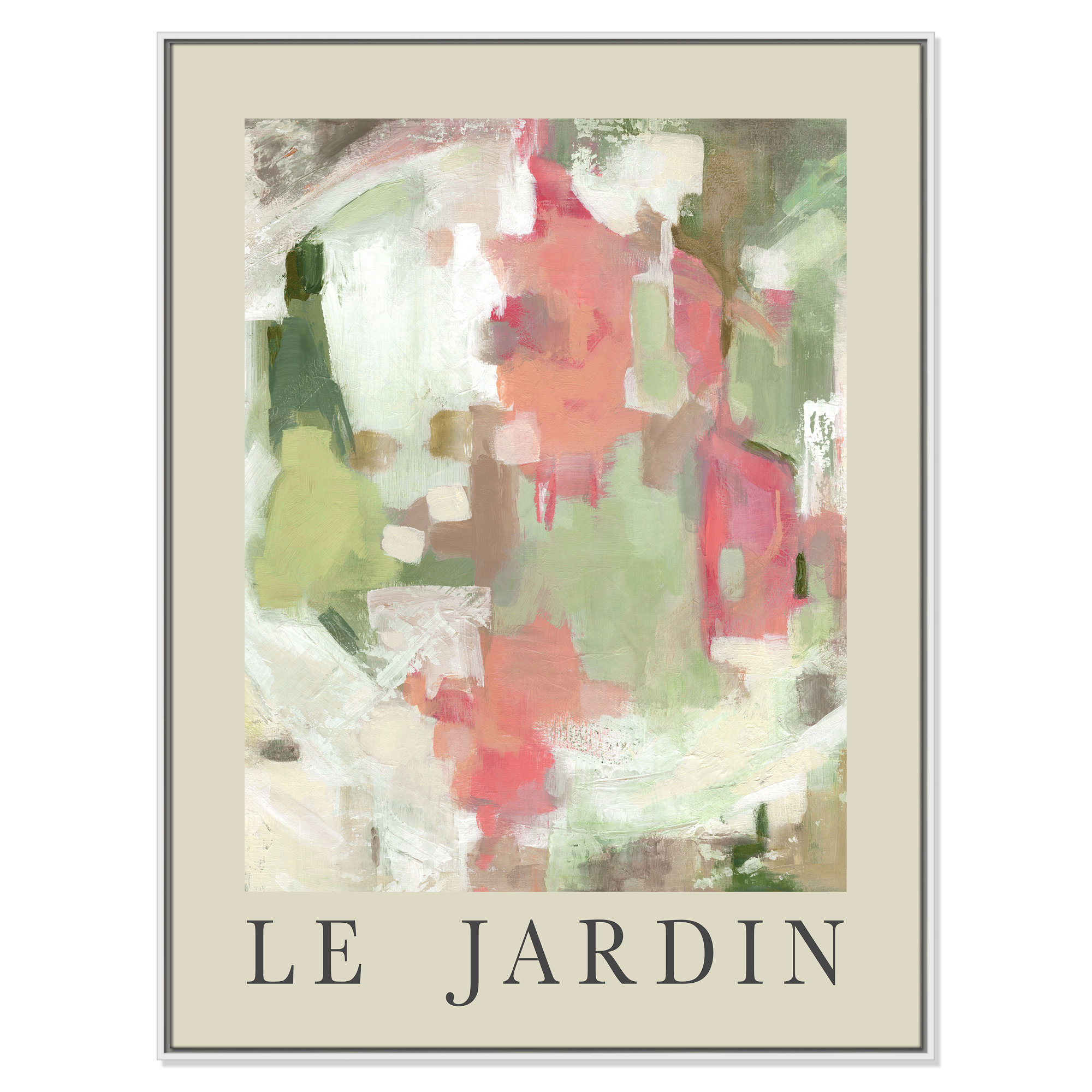 Botanical Poster Collection " Le Jardin " by Carol Robinson, White Floater Frame, 49.5" H x 37.5" W x 2" D, No