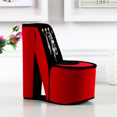 9" Tall Display Jewellery Box With Hooks, High Heel Shoe Design