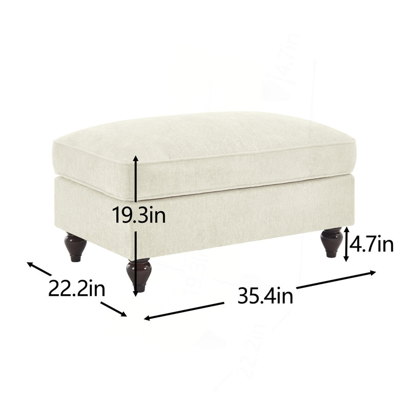 Special Ottoman Chenille（ONLY OTTOMAN), Beige/White