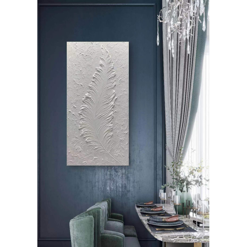 «White Textured Feather Wall Art», reproduction d'art