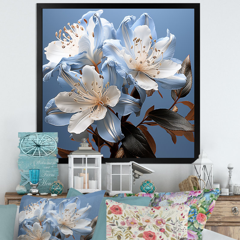 «Full Bloom Rhododendron Bouquet IV» sur toile, Cadre simple noir, H 36 po x l 36 po x P 1,5 po