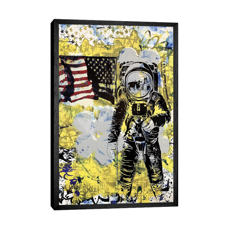 Flower Disaster With MTV Astronaut by Taylor Smith - Print on Canvas, 66.04 cm H x 45.72 cm W, Black Framed