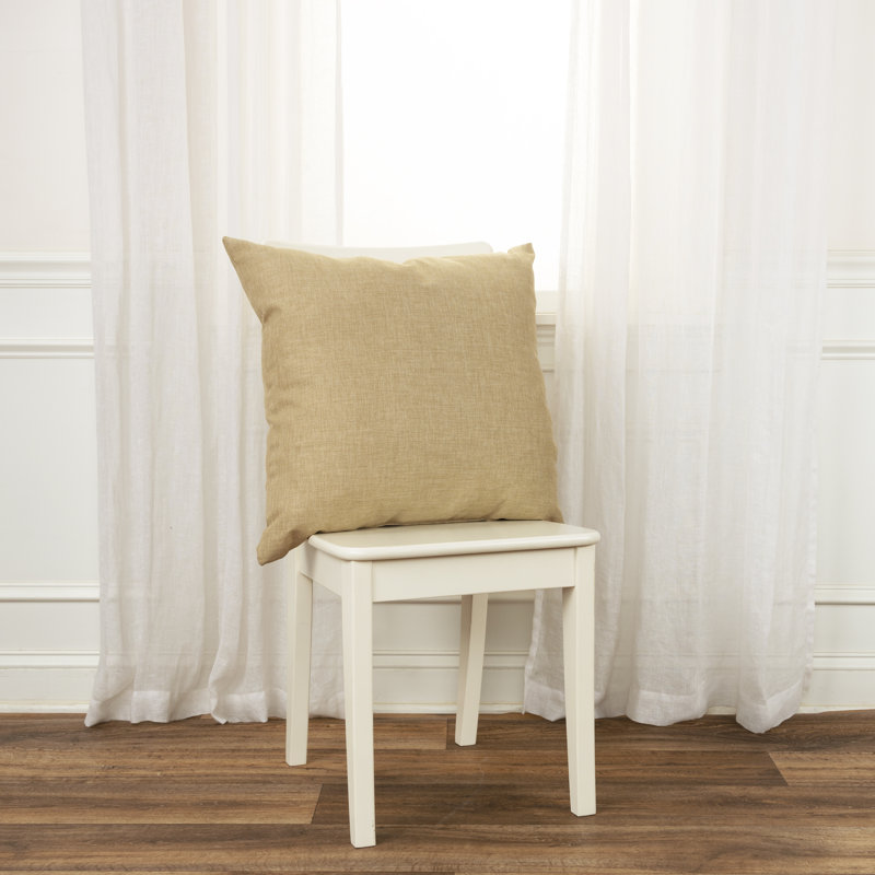 22" Beige and Natural Polyester Indoor/Outdoor Square Throw Pillow