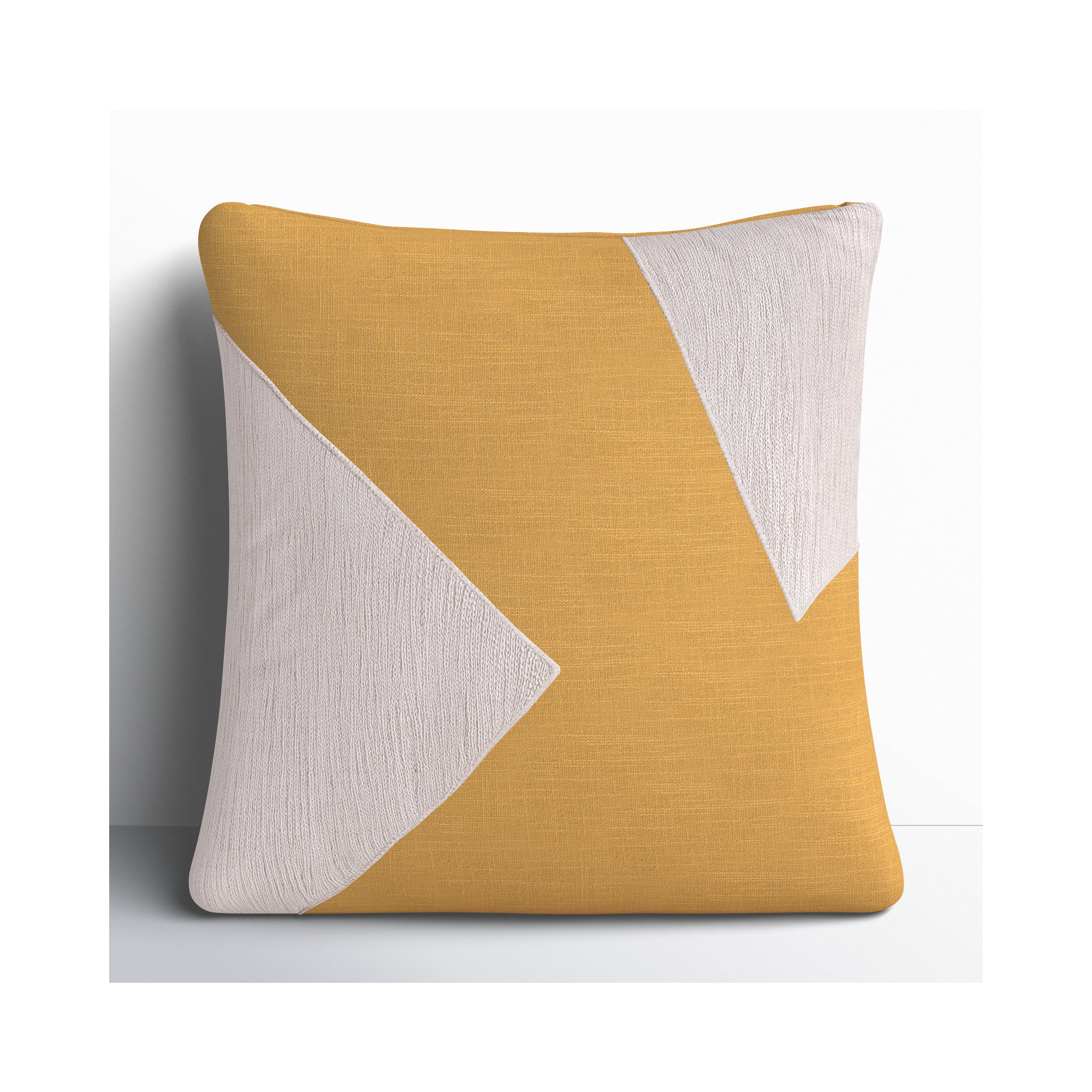 Auburn Geometric Cotton Throw Pillow, Pillow Cover Only - No Insert, Square 18", Yellow/White