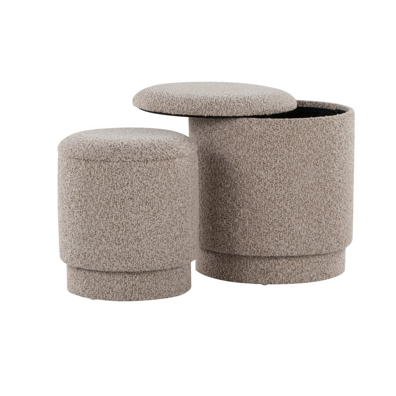 Ottoman Set In Light Brown Fabric