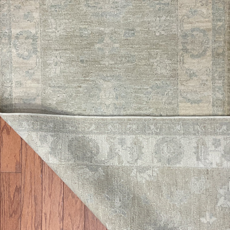  Handmade Whitewash Oushak Wool Runner