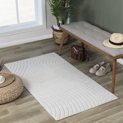Milaim In- & Outdoor Scandi Modern Boho White Area Rug