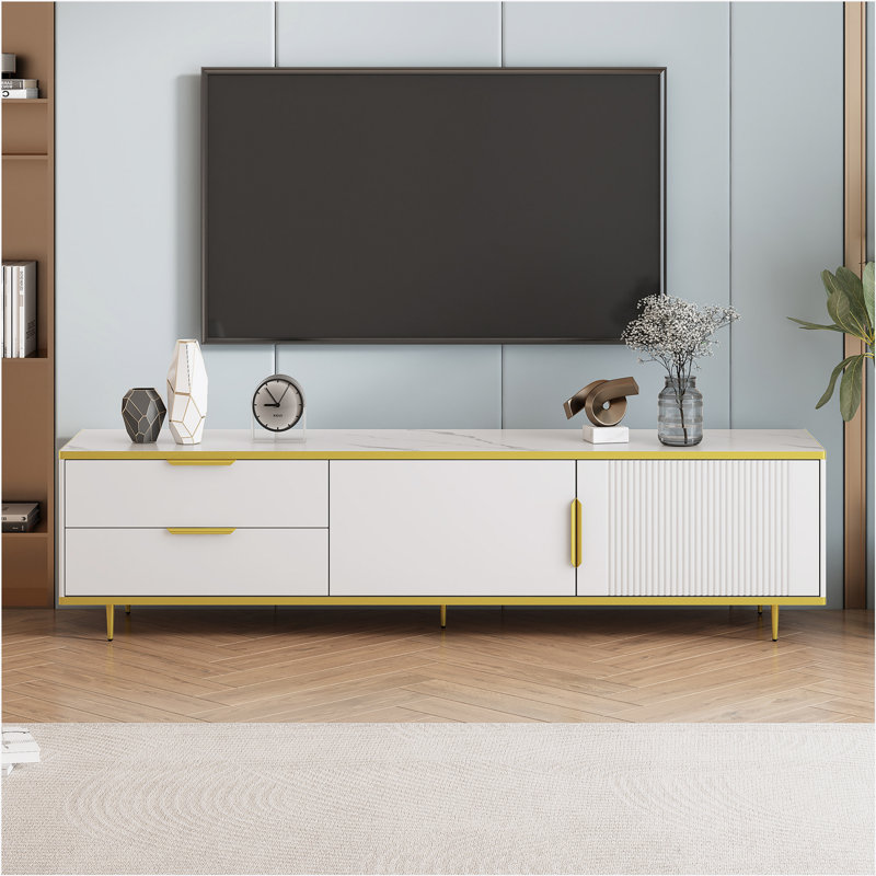 Crédence de rangement l 68,9 po Jaterria, Blanc