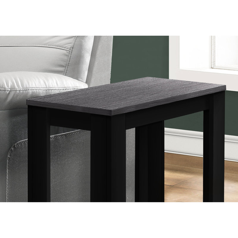 Table d'appoint avec plateau à deux niveaux, plateau en bois gris, cadre noir, idéal pour le décor de salon, plateau rectangulaire et chambre décorative, chambre à coucher, bureau ou coin-détente, L 23,53 po x l 11,66 po x H 22 po