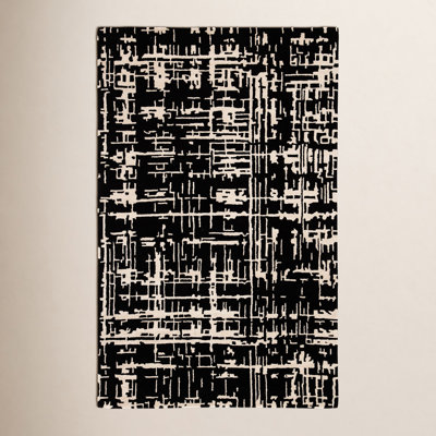 Brannon Black Hand-Tufted Abstract Rug