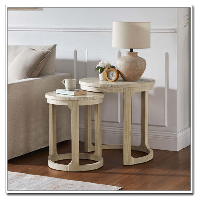 24 inch 2PCS Curved Traditional Round Circle Wooden Table Set