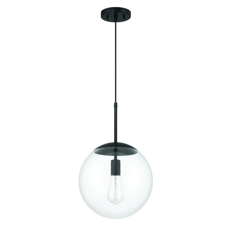 Luminaire suspendu géométrique 1 lumière Ardrie, Transparent, H 12,8 po x l 11,88 po x P 11,88 po