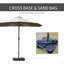 Parasol de terrasse rectangulaire en acier 15 'avec double face et base, protection solaire et manivelle pour terrasse de patio, café (parasol de patio)