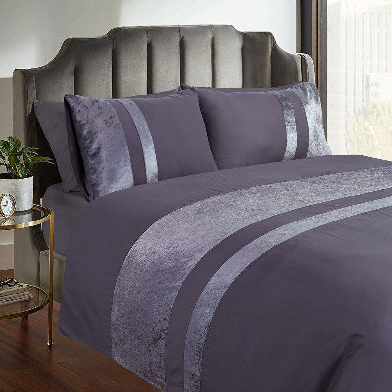Aptos Duvet Cover Set with Pillowcases Included, Grey, King Duvet Cover + 2 Standard Pillowcases